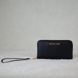 Large Flat Leather Phone Case Wristlet